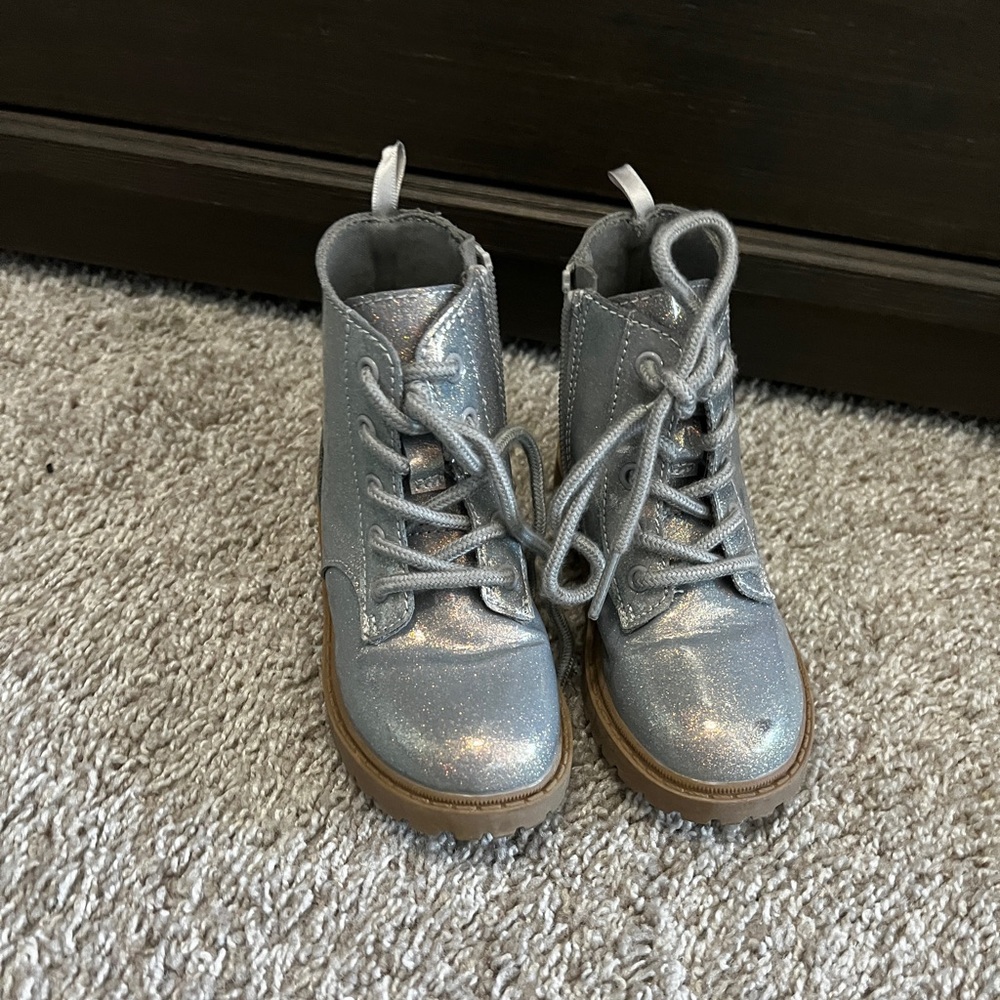Grey metallic boots